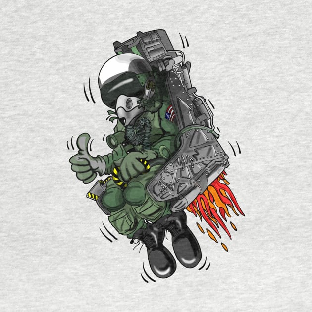 Military Fighter Jet Pilot Ejection Seat Cartoon Illustration by hobrath